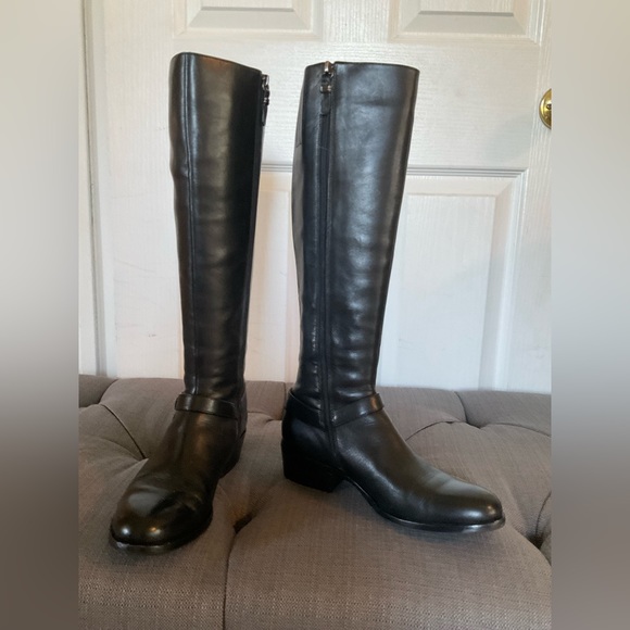 Via Spiga Kacey Black Leather Riding Boots Size 5.5 - Picture 2 of 5